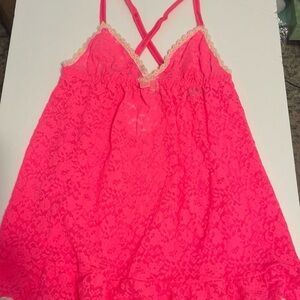 Victoria's Secret Pink Lace Chemise with Crossed Straps